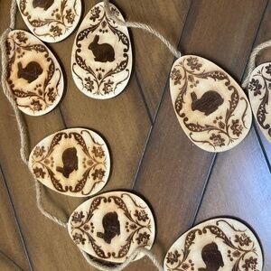 Spring Easter Garland Wooden Bunny & Egg
